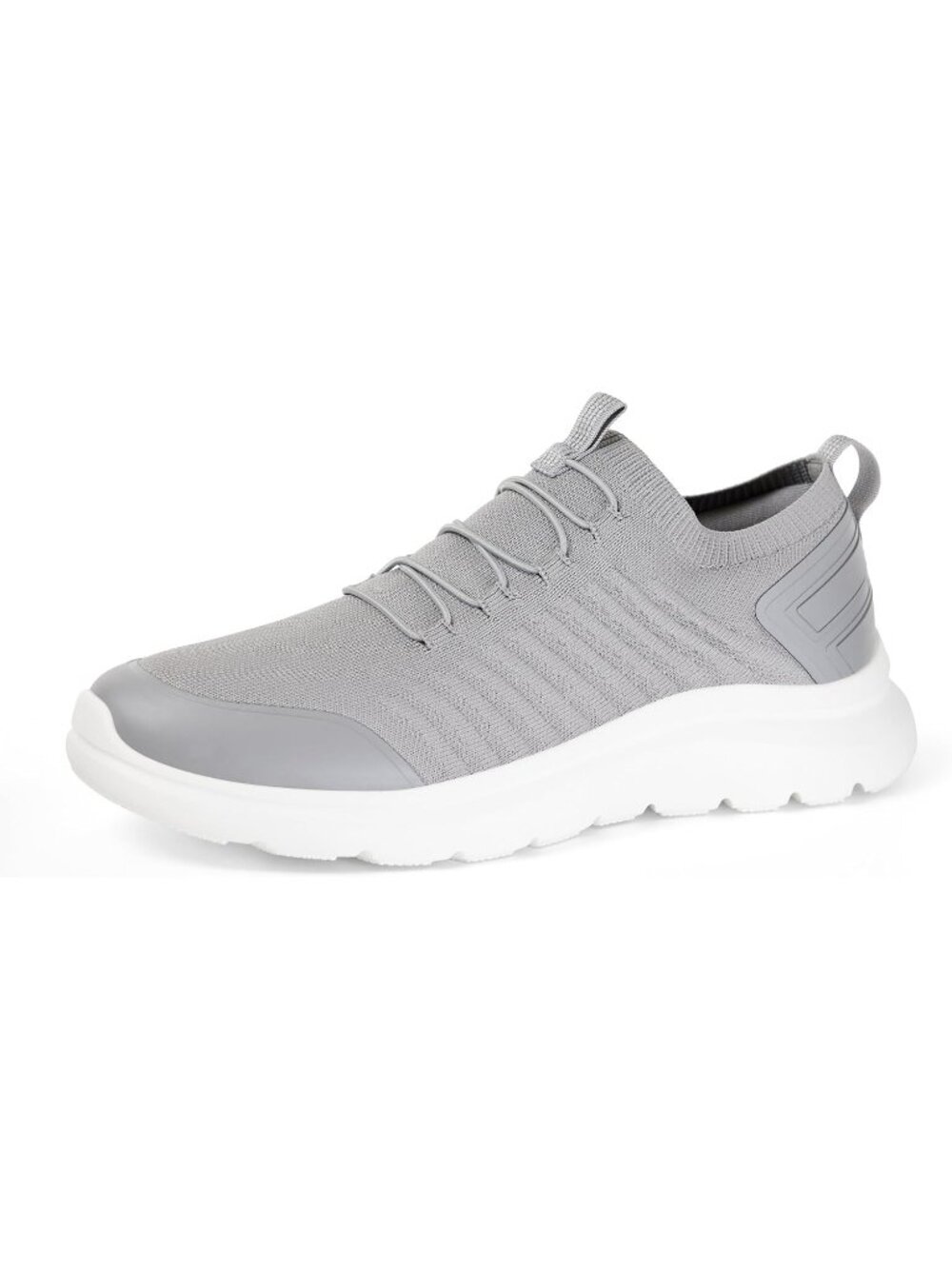 Men's Grey White Lightweight Knit Breathable Casual Daily Walking Sneaker Shoes